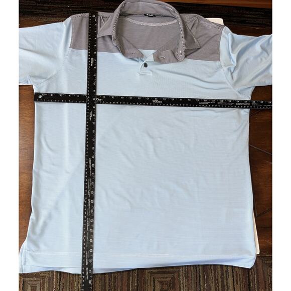 FJ Footjoy Men’s Two Tone‎ Blue Striped Short Sleeve Golf Polo XL - Picture 5 of 6